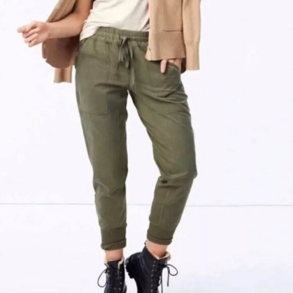 Cabi Olive Green Marathon Jogger Pants Pull On Ribbed Lyocell Cotton Casual Pant - Picture 10 of 11